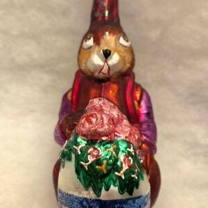 Christopher Radko Roy Rabbit Easter Glass Ornament, Handpainted, Like New